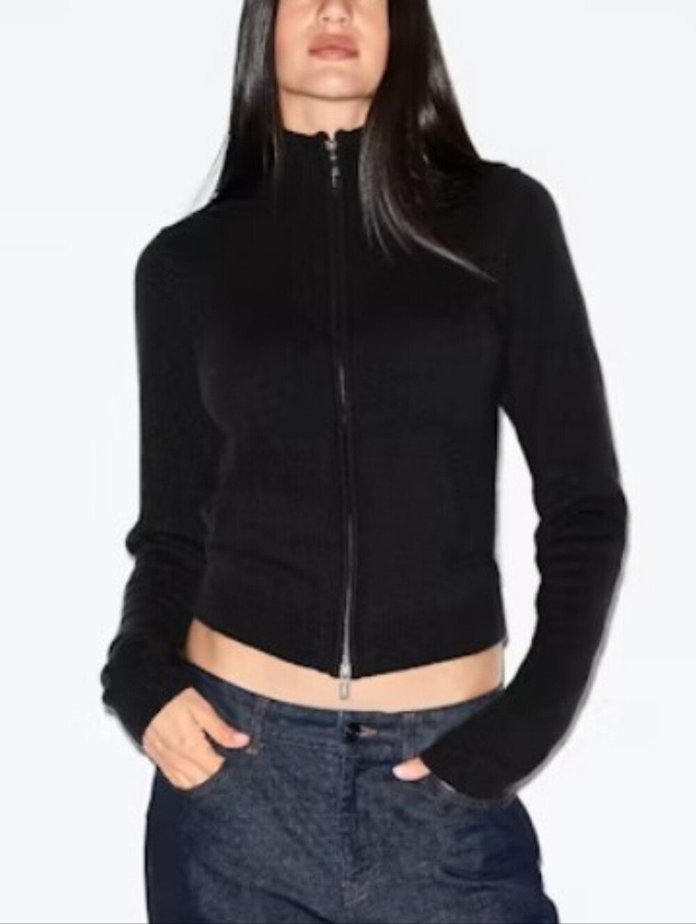Skims Zip Up Mock Turtle Cashmere Sweater XS
